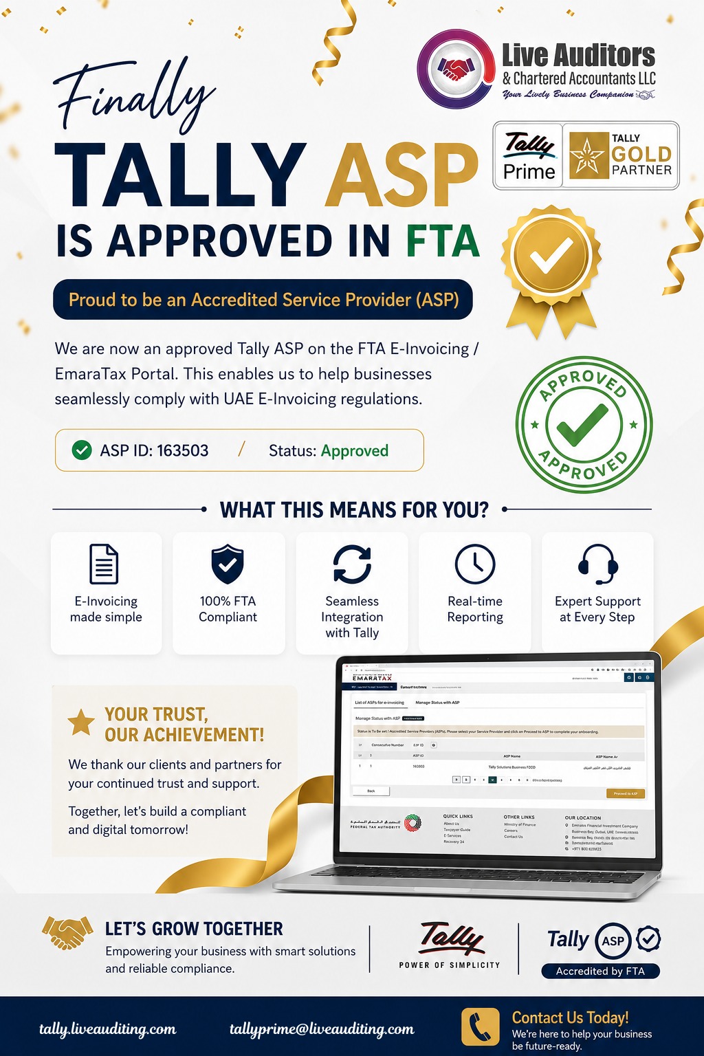 Tally is now an Approved ASP for UAE E-Invoicing